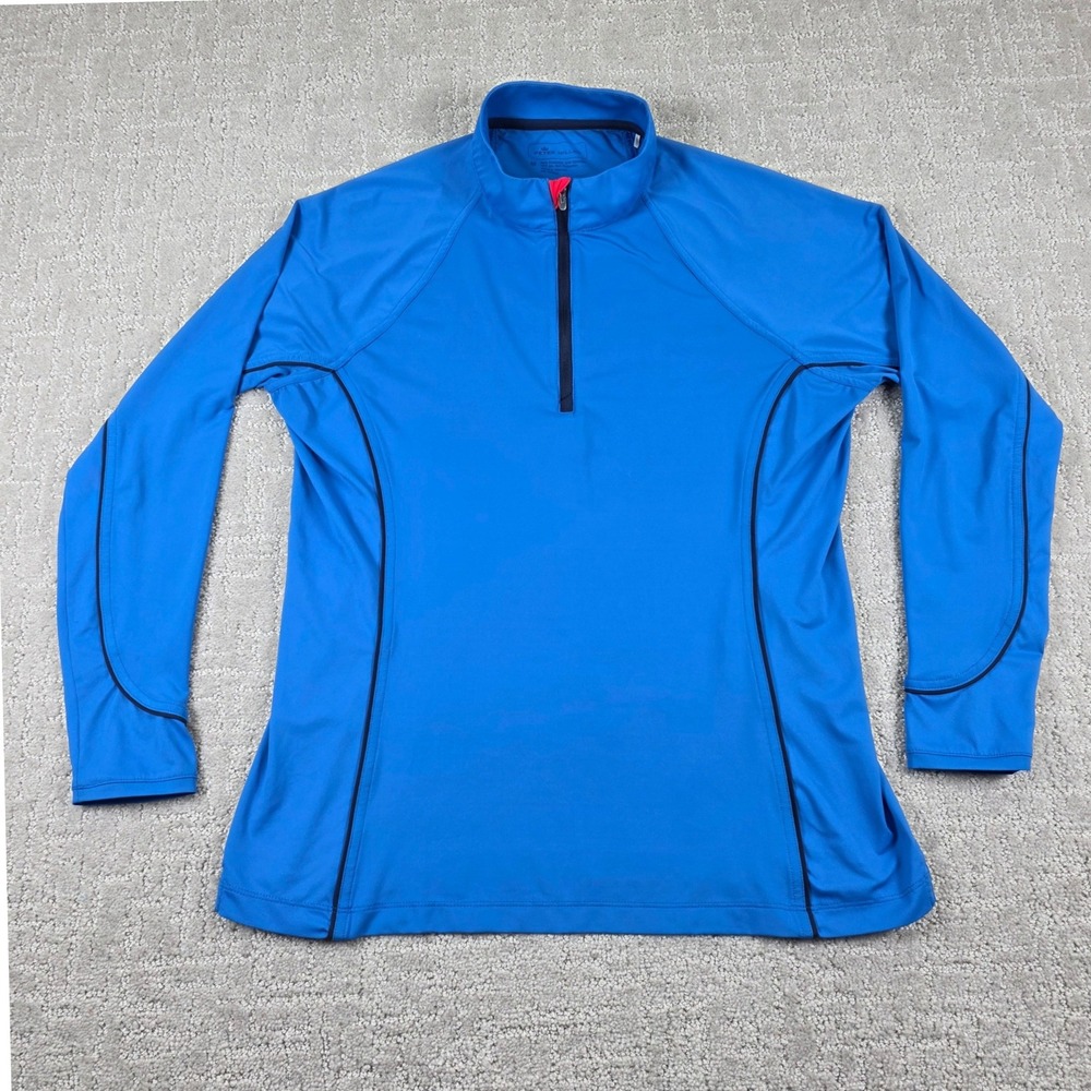 Peter Millar Womens Blue UPF 50+ Quarter Zip Pullover Golf Active Top Medium